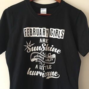 February Girls Graphic Tee Black Small S EUC
